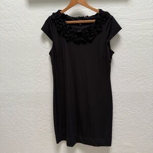 Alfani Women Dress Size XL Black 3D Floral Embellish Sleeveless mini shift